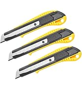 DOWELL Box Cutter Utility Knife Retractable Snap Off Blades Hobby Knife 3 Pack for Cutting Cardbo...