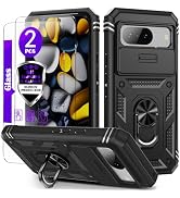 for Google Pixel 8 Case with Camera Cover Slider, 2*Tempered Glass Screen Protectors,Build in 360...