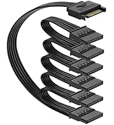 Menewstart Sata Power Splitter Cable 5.5 inches, 6 Way, Black, 15 Pin SATA Cable 1 to 6 for HDD, ...