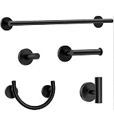 USHOWER 5PCS Matte Black Bathroom Accessories Set, 18-Inch Towel Bar Set | Thicken 304 Stainless ...
