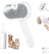 Pet Steam Brush for Dog & Cat - 3-in-1 Steam Grooming Brush for Shedding & Hair Removal - Self Cl...