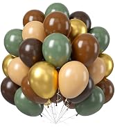 Green and Brown Balloons, 60 PCS Sage Green Gold Brown Latex Balloons Woodland Camo Army Olive Gr...