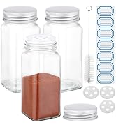 Segarty 4oz Spices Jars with Silver Aluminum Lid, 3PCS 120ml Square Spice Bottles for Salt Pepper...