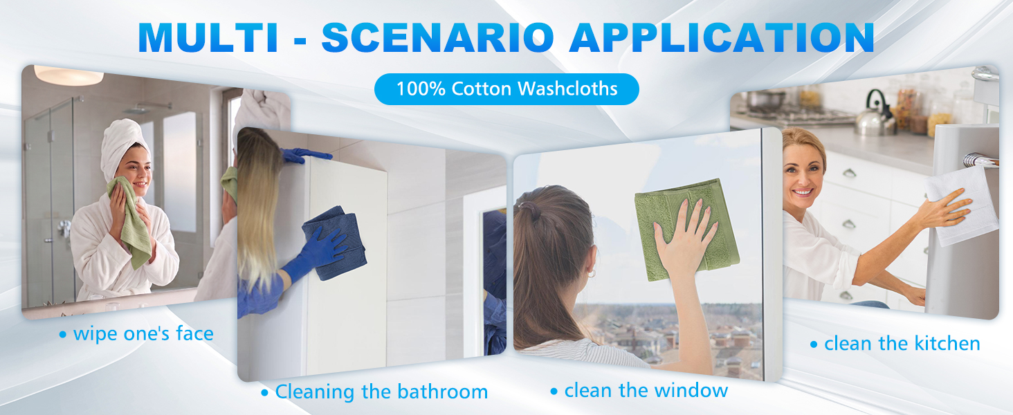 6 Pack 100% Cotton Wash Cloth