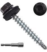 JEGONFRI 250pcs #10 x 1-1/2" Brown Hex Head Self-Drilling Metal Roofing Screws, EPDM Washer, Colo...