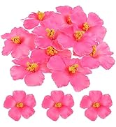 DOITOOL Pink Hibiscus Flowers Artificial :10PCS Tropical Flowers Decoration,Fake Faux Hibiscus fo...