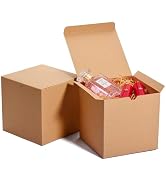 MESHA 6x6x6 Gift Boxes with Lids, Brown Kraft Gift Boxes 50PC for Christmas, Cupcake, Bridesmaid ...