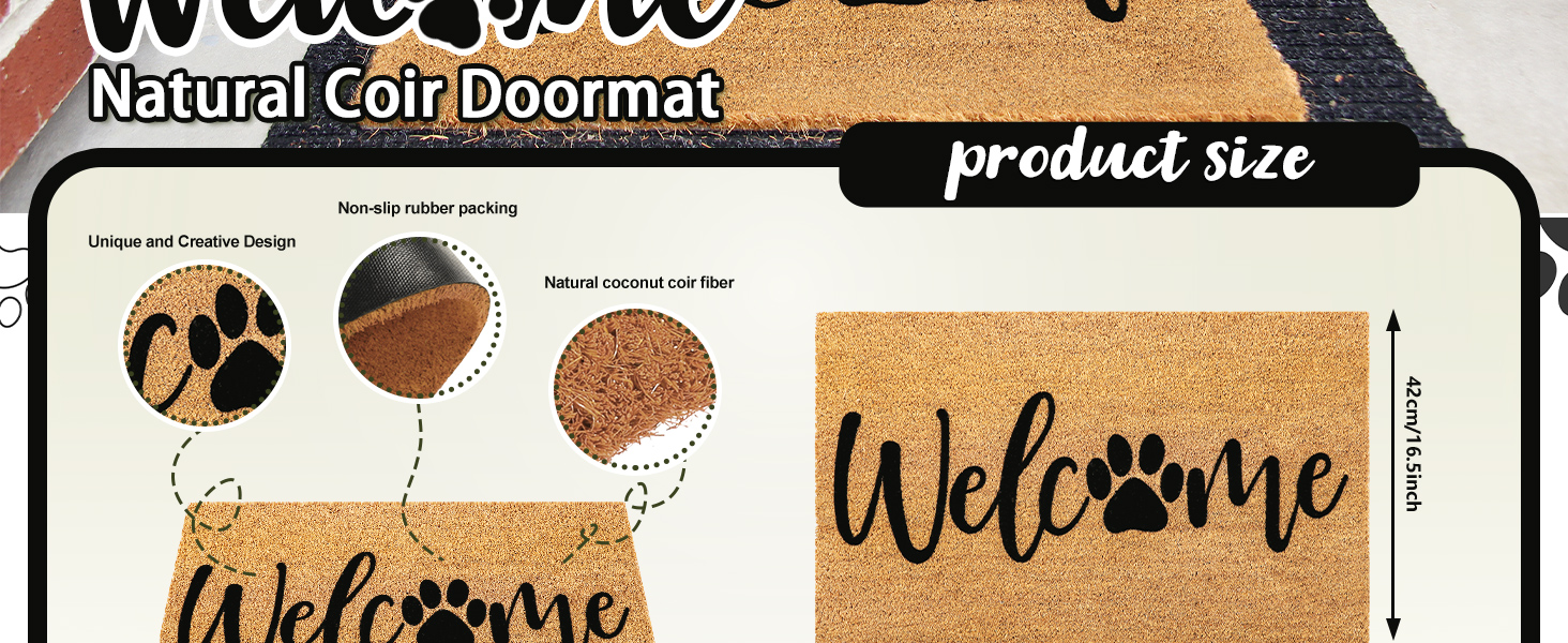 Dog Welcome Natural Coir Doormat