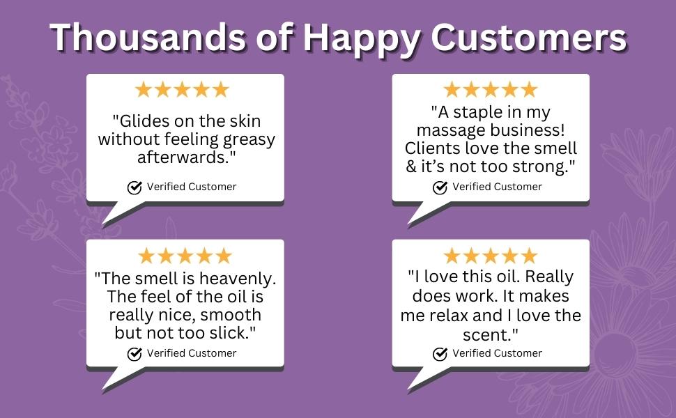 Thousands of happy Calm massage oil customers