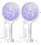 YISSVIC Electric Fly Swatter 4000V Bug Zapper Racket Dual Modes Mosquito Killer with Purple Mosqu...