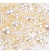 Dowarm 1000 Pieces Flatback Half Pearls, Flat Backed Round Half Pearls for Crafts Jewlery, Mixed ...