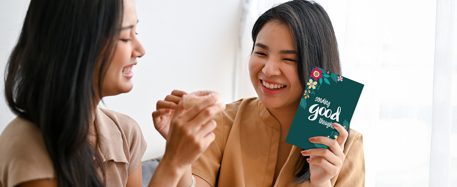 Friends are happy celebrating life with thinking of you cards for women.
