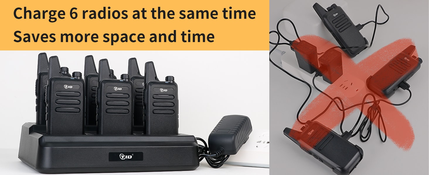 walkie talkies with charging station save more space