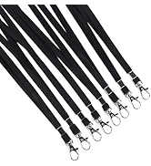 Happy Trees Black Lanyards Bulk for ID Badges, Breakaway Lanyard with Swivel Hooks, Neck Straps f...