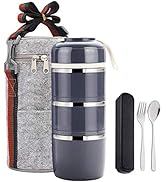 Stackable Thermos For Hot Food With Insulated Lunch Bag and Portable Utensil,3 Layer Stackable Lu...