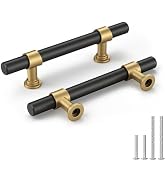 Goldenwarm 10 Pack Black and Gold Cabinet Pulls 3 Inch Matte Black Drawer Pulls Gold Kitchen Cabi...