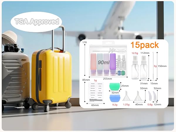 TSA Approved Travel Toiletries Bottles