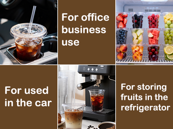 disposable clear plastic iced coffee cups with lids Straws 16oz 20oz Cold Juice Drinks Smoothie