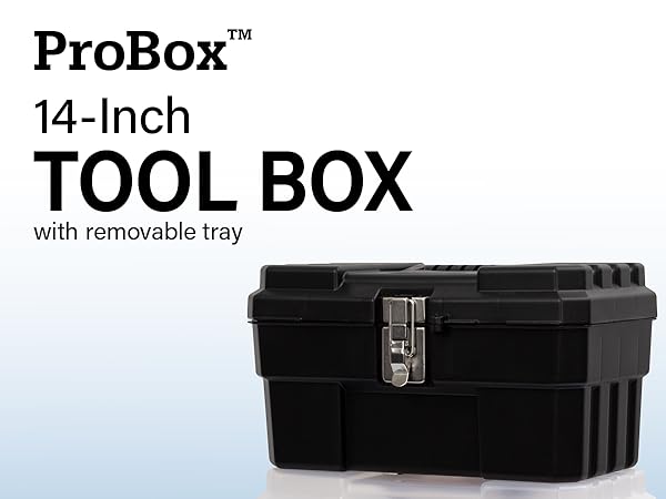 Akro-Mils 14 inch portable plastic tool box 14 inches wide with removable tray