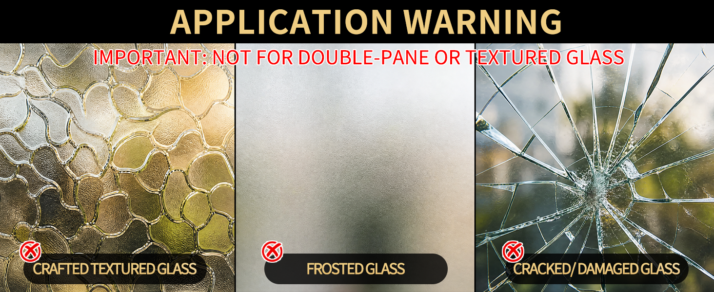 Removable window covering applied on flat smooth single pane glass doors not frosted.