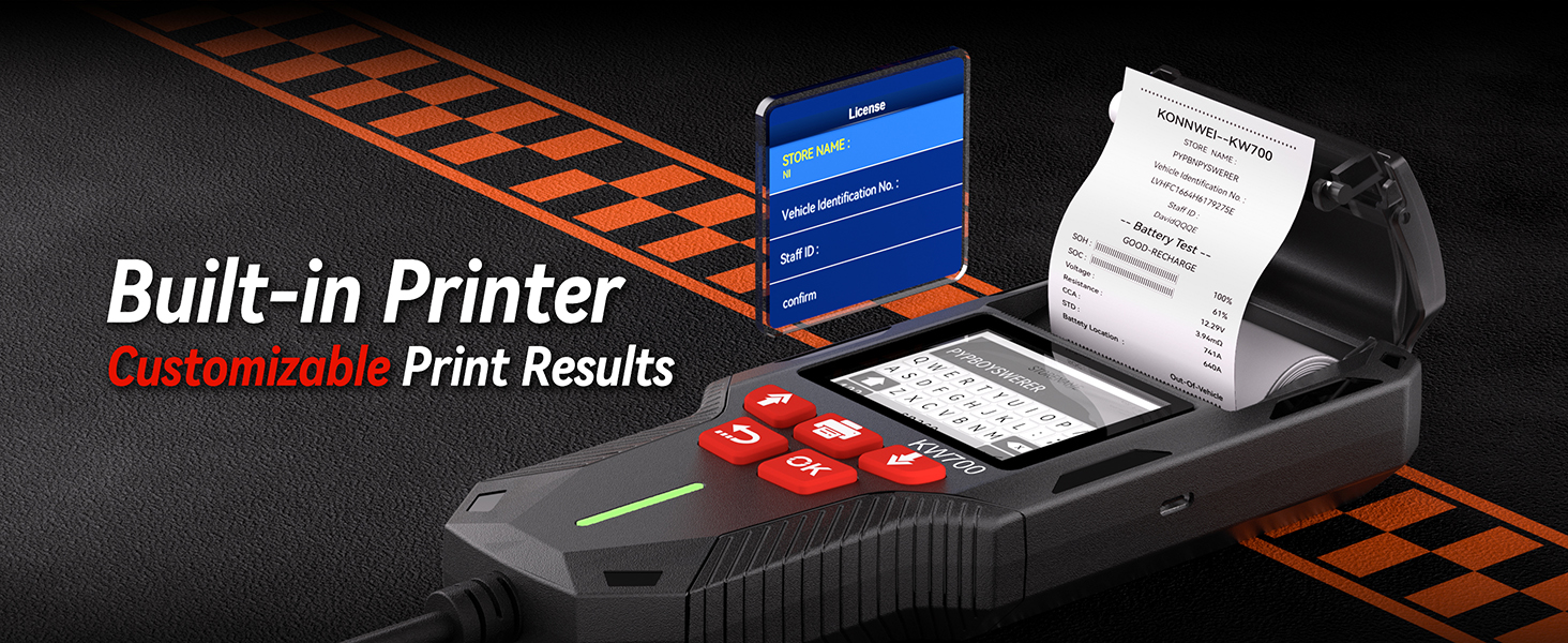 battery tester with printer