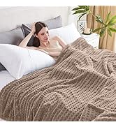 Serenhom Soft Cozy Fuzzy Fleece Throw Blanket, Waffle Light Taupe, 50x60 Inches – Lightweight, Fl...