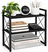 Becomrock Adjustable Desktop Bookshelf, Metal Desk Shelf Organizer, Black | Compact Freestanding ...