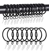 Roonoo 44 Pack Curtain Rings with Eyelets, 1.75 Inch Inner Diameter, Heavy Duty Rustproof Metal D...