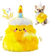 Fuufome Plush Cake Dog Toy | No Stuffing, Squeaky & Crinkle Interactive Puppy Chew Toy for Small ...