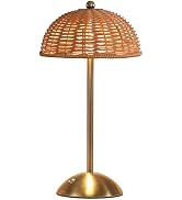 CryzhalinX Boho Rattan Table Lamp,Small Wicker Lamp,Rechargeable LED Desk Lamp with Touch Control...