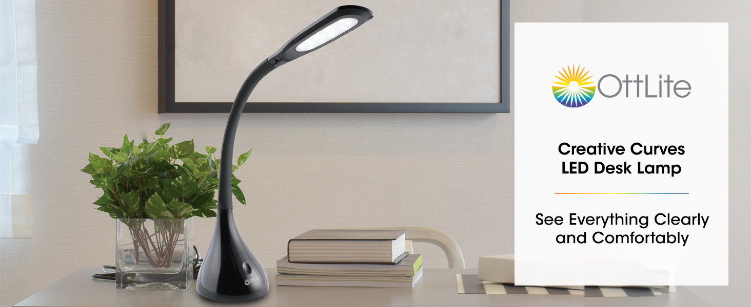 Creative Curves LED Desk Lamp Flexible Neck Brightness Levels Touch Sensitive Switch Table Light