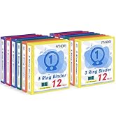 3 Ring Binder 1 Inch, PANDRI 12 Pack 1-Inch Binder Fits Letter Size 8.5'' x 11'' Paper, Versatile...