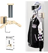 Leadiy Motorcycle Helmet Holder, Helmet Holder Wall Mount,Motorcycle Helmet Rack with Jacket Hanger