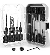 FACAINCXS Countersink Drill Bit Set for Wood, 16 PCS High Speed Steel Woodworking Tapered Drill B...
