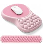Luvzuni Mouse Pad Keyboard Wrist Rest Set, Pink | Durable Thick Memory Foam, Non Slip Base, Soft ...