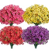 InnoGear Artificial Flowers for Outdoors, 12 Bundles UV Resistant Fake Silk Flowers for Outside F...