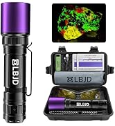 LBJD 365nm UV Black Light Flashlight with Filter–High-Power 4-Core LED, Rechargeable Ultraviolet ...