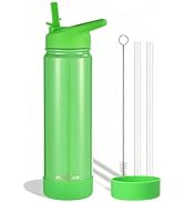 Insulated Stainless Steel Water Bottle with Straw, Ceramic-Lined, BPA-Free & Leak-Proof, 24 oz, G...