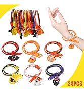 CCINEE 24pcs Halloween Zipper Bracelets, Bulk Set of Wristbands Cat Ghost Witch Bat for Kids Tric...