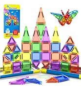 Mini Magnetic Tiles Travel Toddler Toys with Metal Tin Portable STEM Building Kids Toys for 3 4 5...