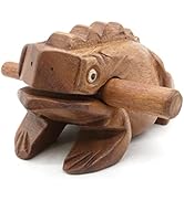 BSIRI 5" Wooden Frog Rasp - Musical instruments of Africa Frog Rasp Super Guiro Percussion Frog W...