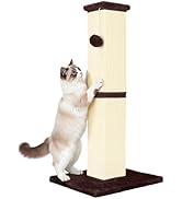 YULOYI Cat Scratching Post 32 Inch for Indoor Large Cats and Kitten, Nature Sisal Tall Cat Scratc...
