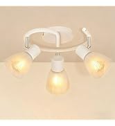 HiBay 3-Light Track Lighting, Modern Glass Ceiling Light Fixture White, Directional Flush Mount S...