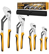 ELEAD 4-Piece Groove Joint Pliers Set, 12/10/8/6 Inch Adjustable Water Pump Pliers with Tool Roll...