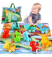 ALASOU 9 PCS Dinosaur Car Toys for 1 Year Old Boy with Playmat/Storage Bag|Baby Toys 1 Year Old B...