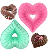 HUAKENER 2 Pack Heart Fluted Cake Pan, 9 Inch Heart Cake Molds, Nonstick Silicone Cake Molds