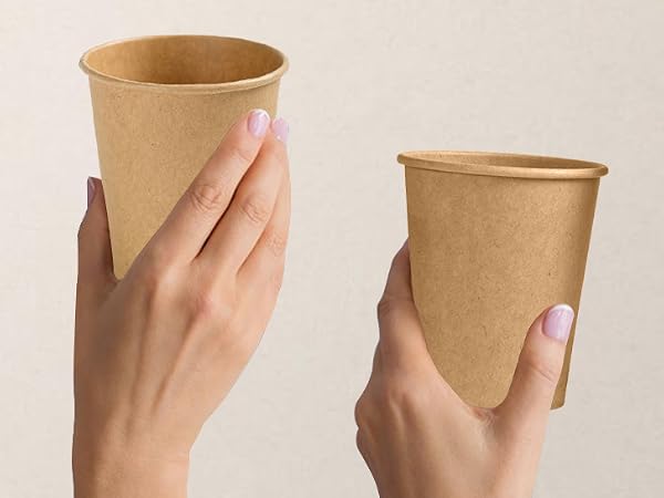 Kraft paper Cups Brown Disposable Paper Coffee Cups Unbleached Cups for Hot/Cold