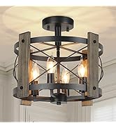 BrightHome Farmhouse Rustic Light Fixture Ceiling Mount, Semi Flush Mount Ceiling Light Fixture, ...