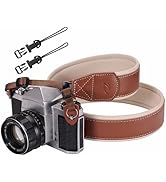 Padwa Lifestyle Tan Top Leather Camera Strap - 1.77" Wide Full Grain Cowhide Camera Straps with S...