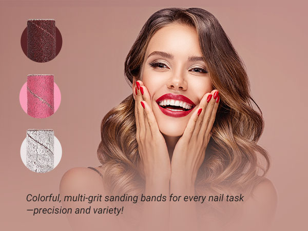 Colorful, multi-grit sanding bands